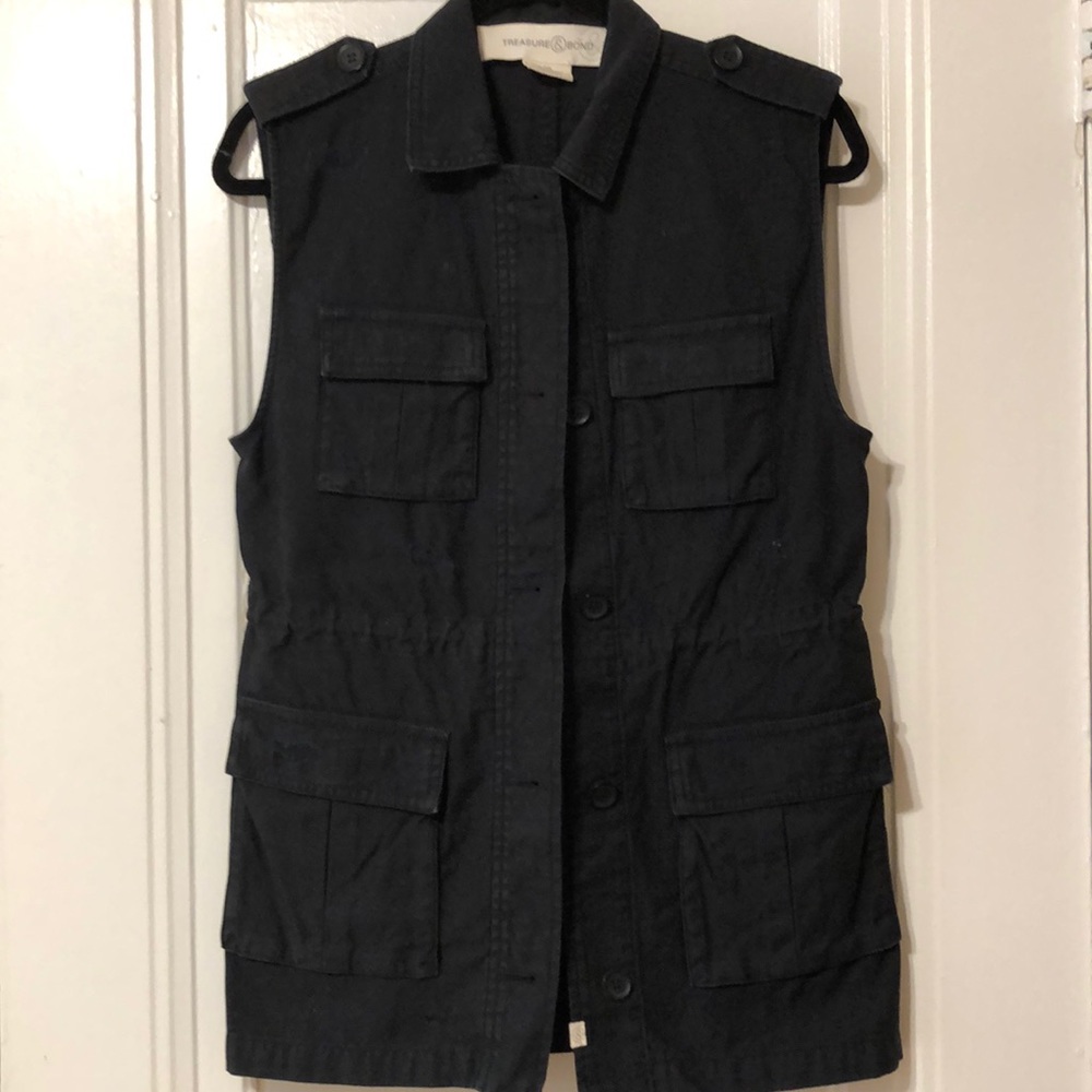 Treasure & Bond Button Up Black Vest
